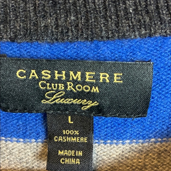 CLUB ROOM Luxury Cashmere Men's Printed Stripe Pullover Crewneck Sweater L Luxe - Picture 4 of 13